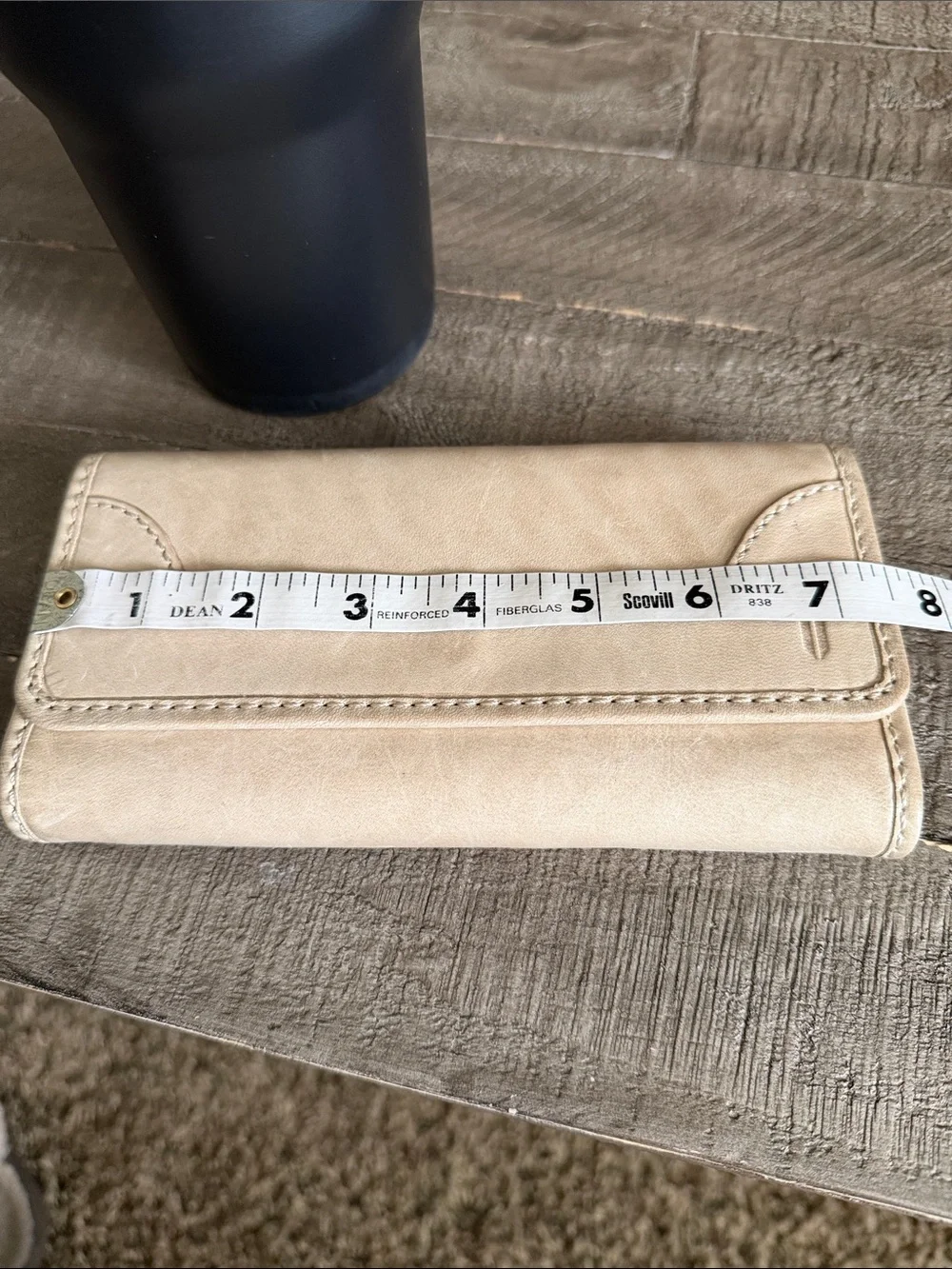 Frye Light Beige Leather Fold-Over Wallet - Picture 10 of 13